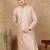 Pink cotton embroidered kurta for men
