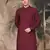 Maroon silk blend thread work kurta for men