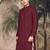 Maroon silk blend thread work kurta for men