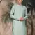 Green silk blend thread work kurta for men