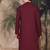 Maroon silk blend thread work kurta for men