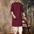 Maroon silk blend thread work kurta for men