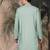 Green silk blend thread work kurta for men
