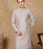 Red cotton embroidered kurta for men