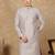 Red cotton embroidered kurta for men