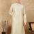 Beige cotton embroidered kurta for men