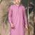 Pink silk blend embroidred kurta for men