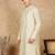 Beige cotton embroidered kurta for men