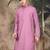 Pink silk blend embroidred kurta for men