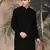 Black silk blend embroidred kurta for men