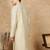 Beige cotton embroidered kurta for men