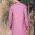 Pink silk blend embroidred kurta for men