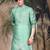Green silk blend embroidred kurta for men