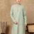 Green cotton embroidered kurta for men