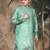 Green silk blend embroidred kurta for men
