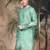 Green silk blend embroidred kurta for men