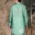 Green silk blend embroidred kurta for men