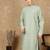 Green cotton embroidered kurta for men