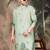 Green silk blend embroidred kurta for men