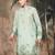 Green silk blend embroidred kurta for men