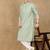 Green cotton embroidered kurta for men