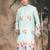 Green silk blend embroidred kurta for men