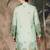 Green silk blend embroidred kurta for men