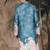 Blue silk blend embroidred kurta for men