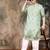 Green silk blend embroidred kurta for men