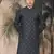 Grey silk blend embroidred kurta for men