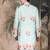 Green silk blend embroidred kurta for men
