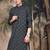 Grey silk blend embroidred kurta for men