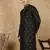 Black cotton printed kurta for men