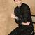 Black cotton printed kurta for men