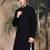 Blue silk blend embroidred kurta for men
