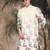 Beige silk blend embroidred kurta for men