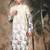 Beige silk blend embroidred kurta for men