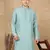 Green cotton printed kurta for men