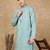Green cotton printed kurta for men