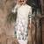 Beige silk blend embroidred kurta for men