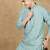 Green cotton printed kurta for men