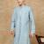 Blue cotton solid kurta for men