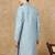Blue cotton solid kurta for men