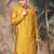 Mustard silk blend sequins kurta for men