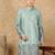 Green cotton solid kurta for men