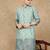 Green cotton solid kurta for men