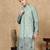 Green cotton solid kurta for men