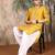 Mustard silk blend sequins kurta for men