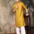 Mustard silk blend sequins kurta for men
