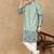 Green cotton solid kurta for men